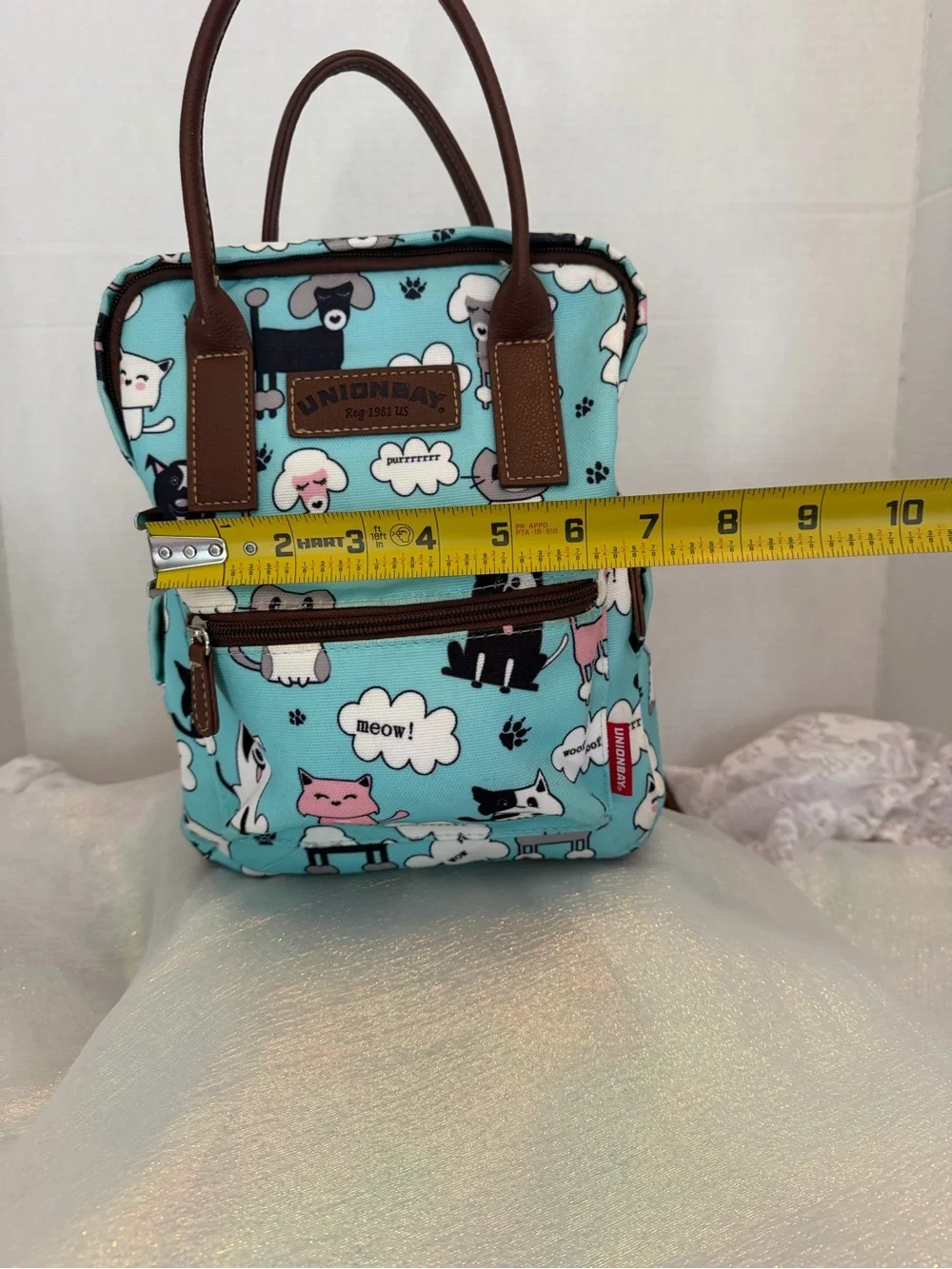 UNIONBAY Mini backpack Cat & Dog Leather like Brown Trim